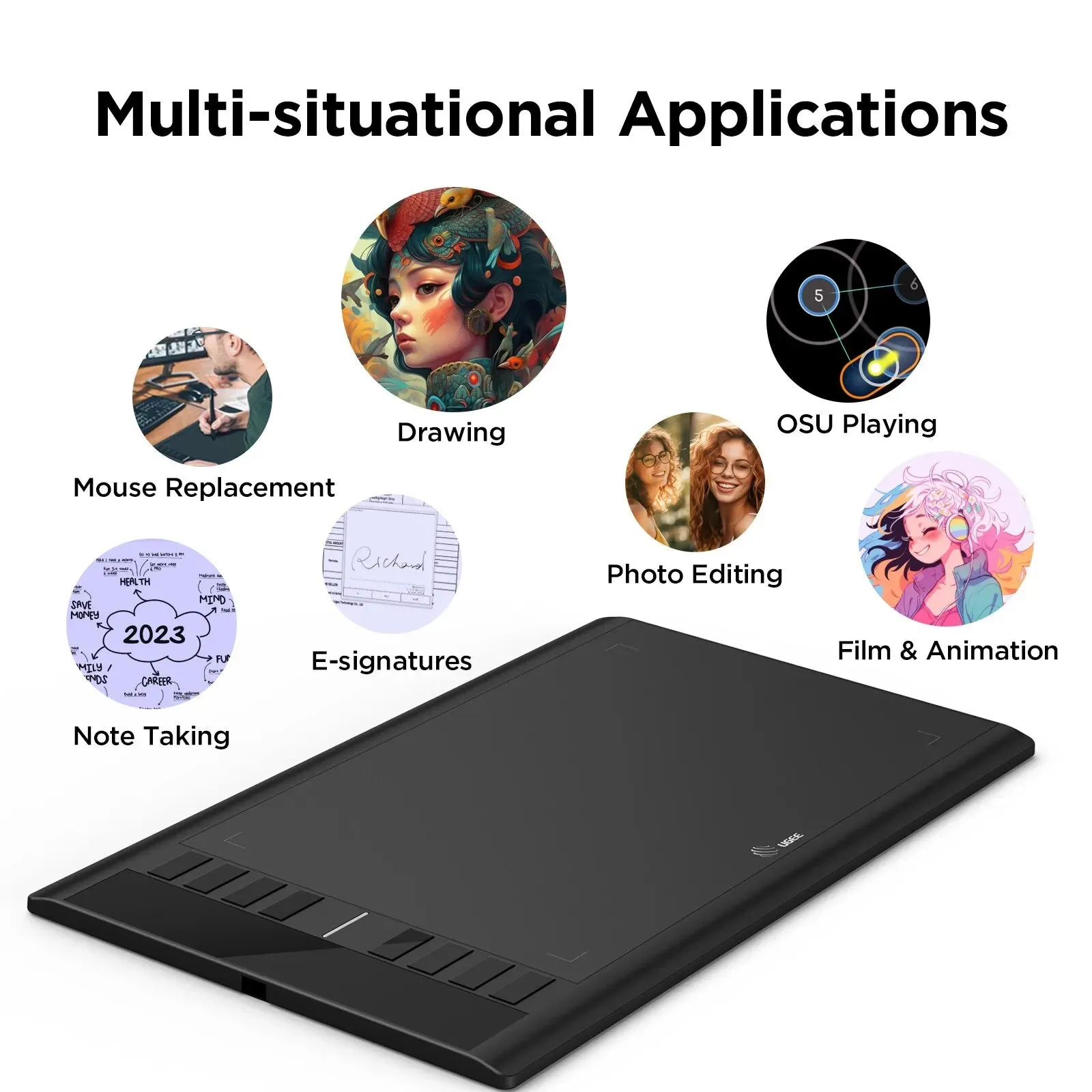 10 Inch Digital Graphic Tablet With 8192 Stylus 8 Keys For Win / Mac
