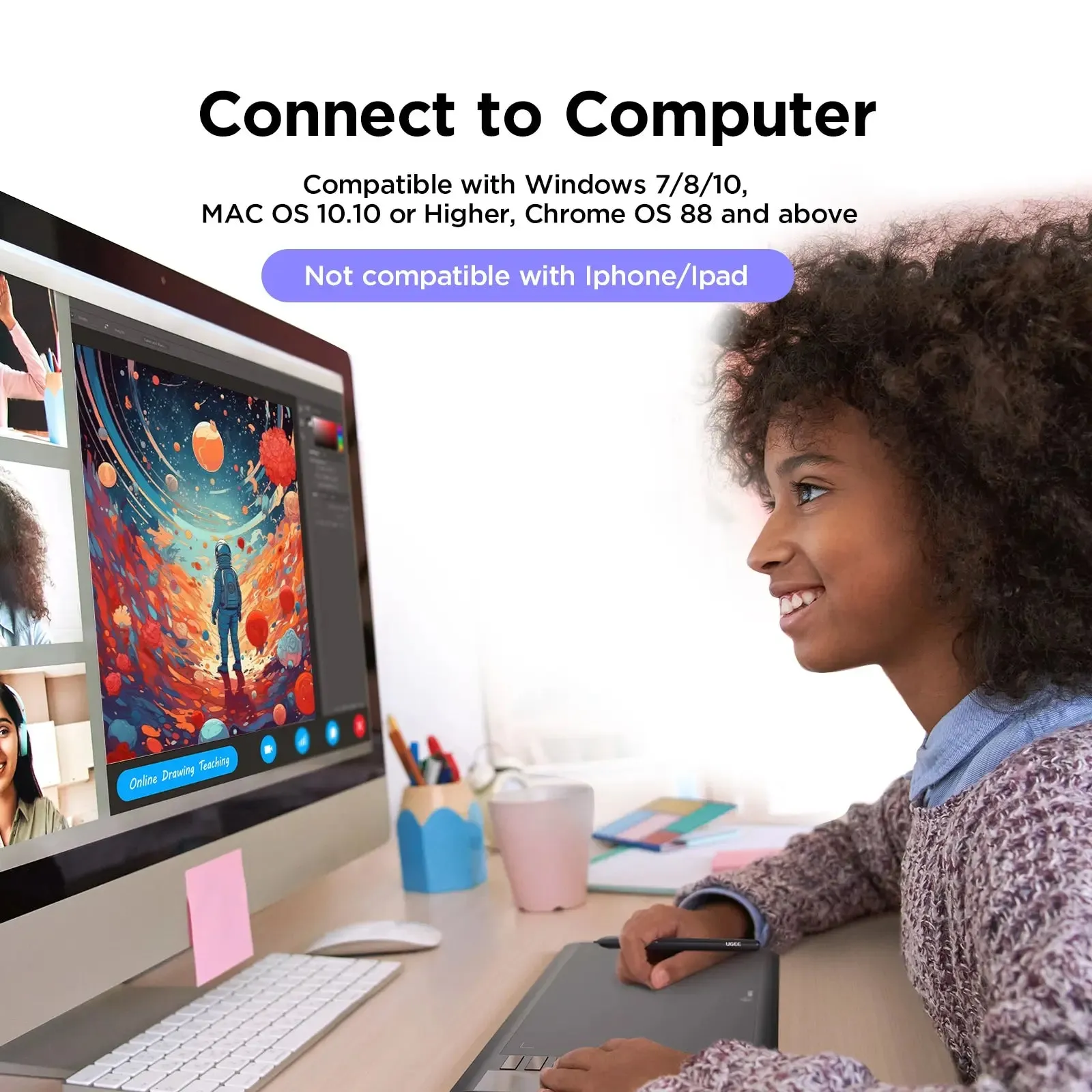 10 Inch Digital Graphic Tablet With 8192 Stylus 8 Keys For Win / Mac