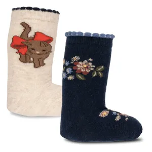 2 pack lapis socks - cat/flower