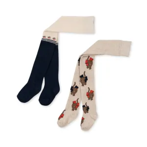 2 pack lapis tights - cherry/cat