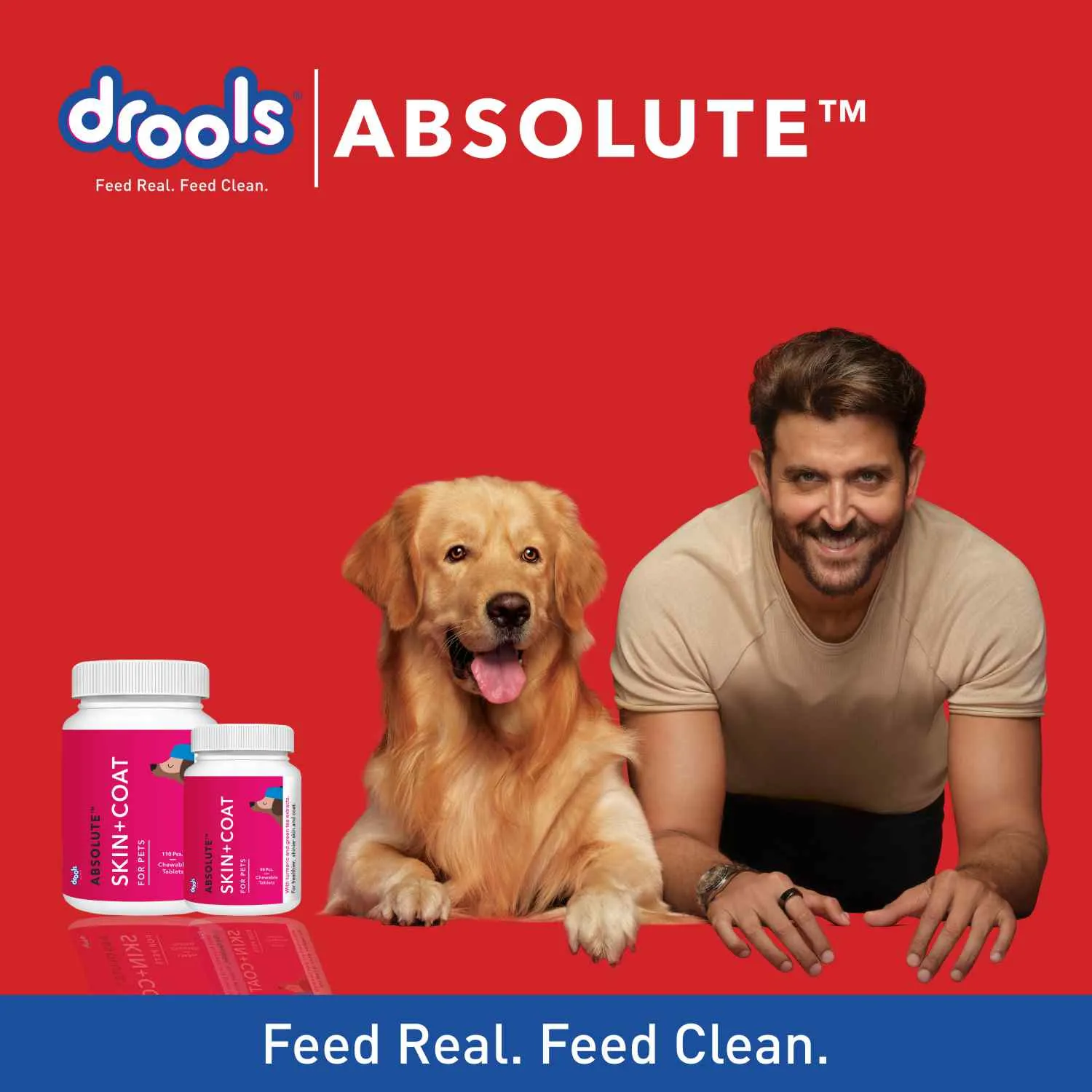 Drools Absolute Skin & Coat and  Absolute Calcium Dog Supplement Tablets Combo