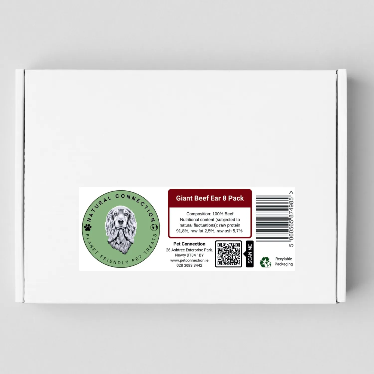 Giant Beef Ear with Auricle | High Protein Low Fat Dog Chew Treat by Natural Connection