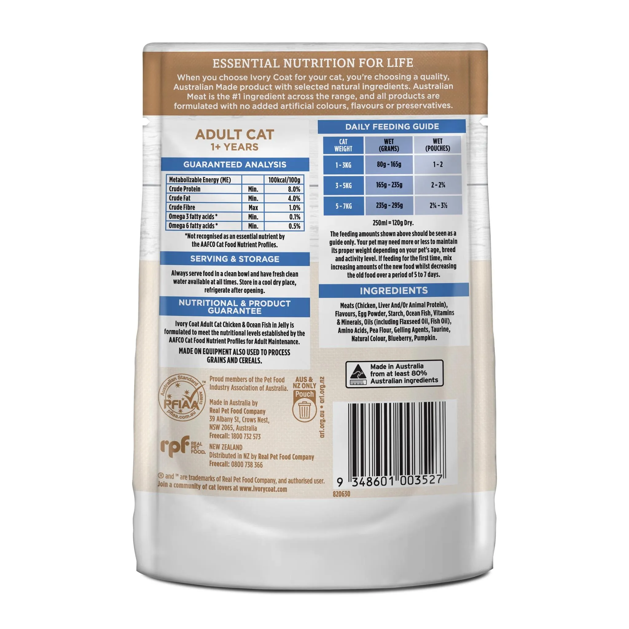 Ivory Coat Grain Free Adult Chicken Fish Jelly Cat Wet Food 85g x 12