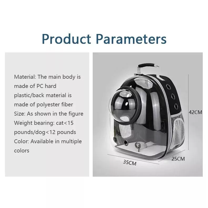 Luxury Cat Space Capsule Backpack - Transparent Pet Carrier for Stylish Outings