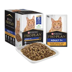 Pro Plan Chicken Senior 7  Wet Cat Food Pouches 85g x 12