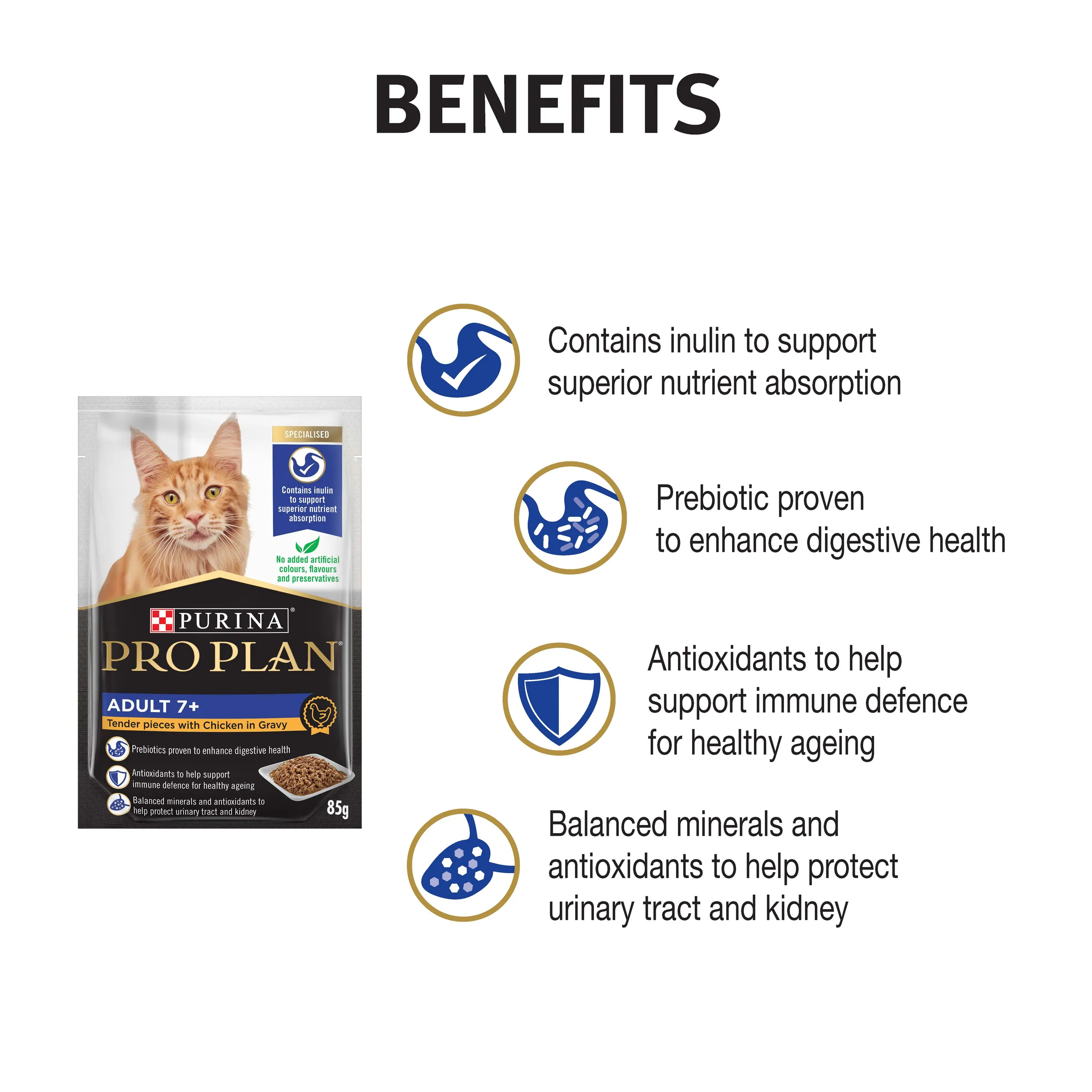 Pro Plan Chicken Senior 7  Wet Cat Food Pouches 85g x 12