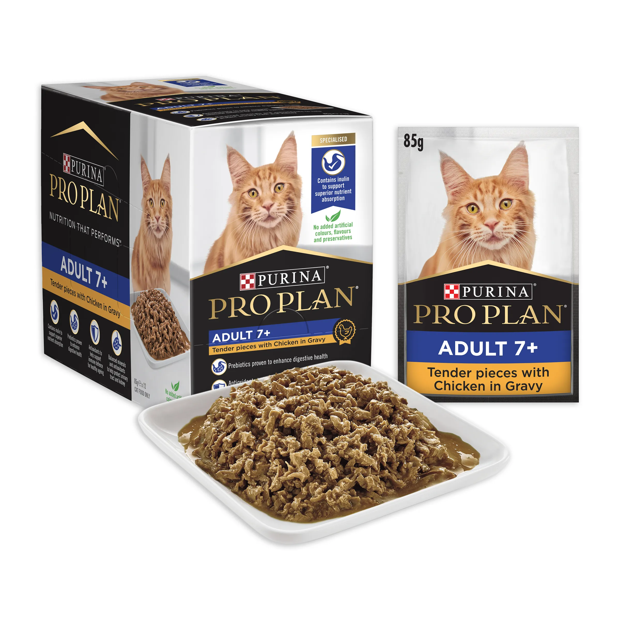 Pro Plan Chicken Senior 7  Wet Cat Food Pouches 85g x 12