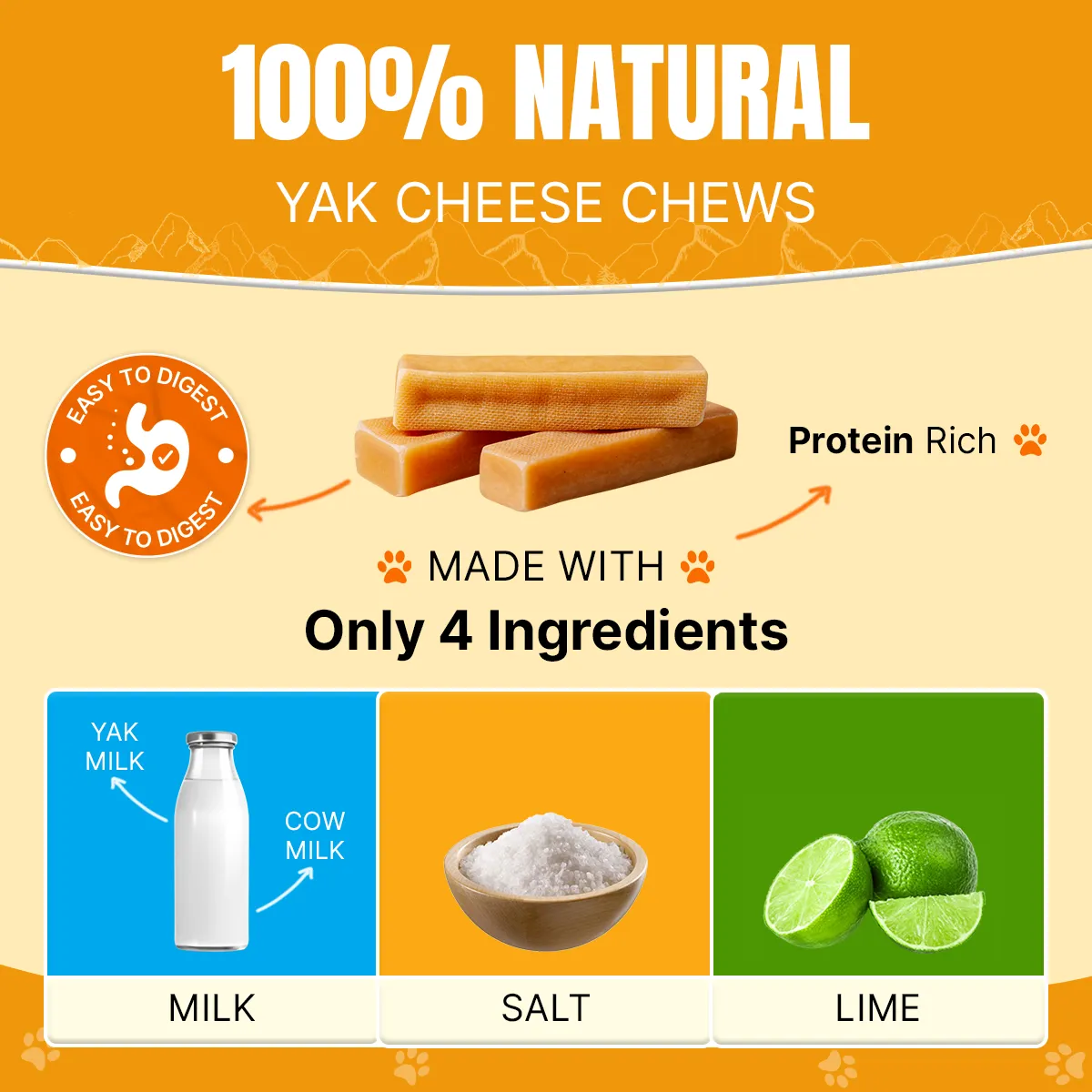 X-Large Long Lasting Yak Cheese Dog Chew - 2 lbs Bulk